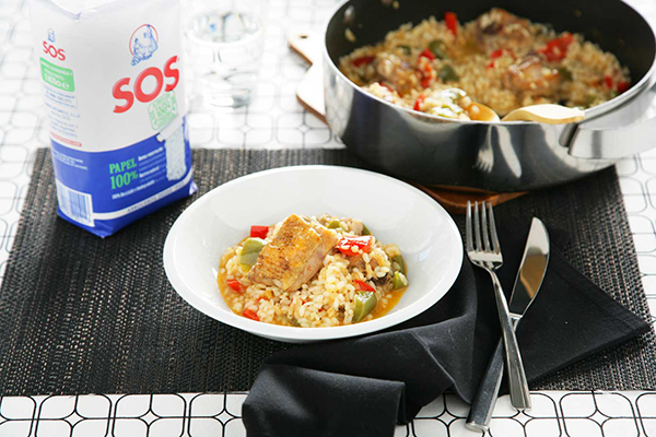 Arroz con pollo al bourbon