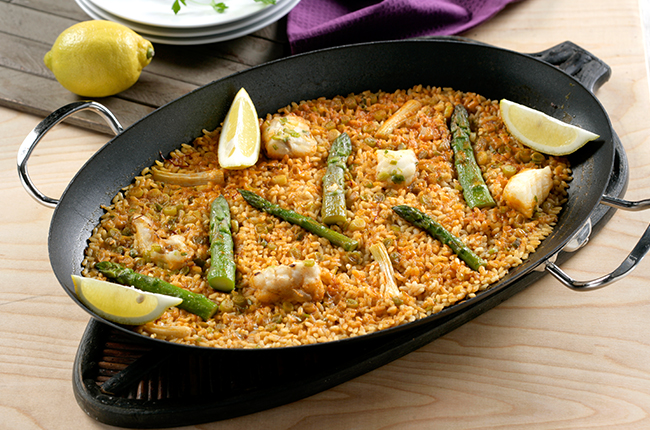 Paella de rape y verduras