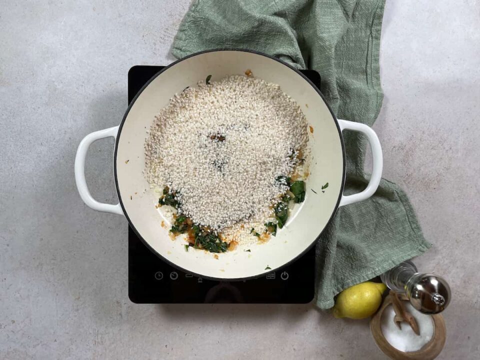Añadir el arroz