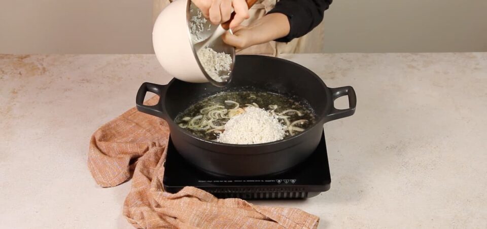 Agregar el arroz