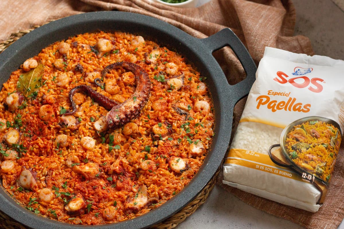 Arroz con pulpo y gambas