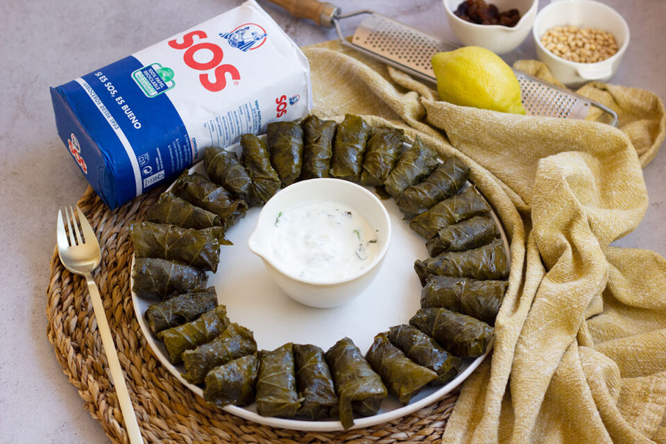 Dolmas rellenas de arroz y carne