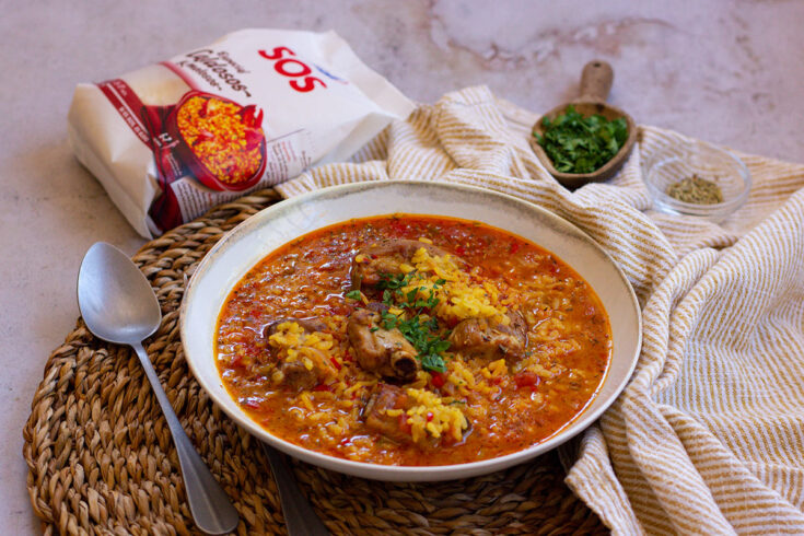 Presentación arroz caldoso con costillas