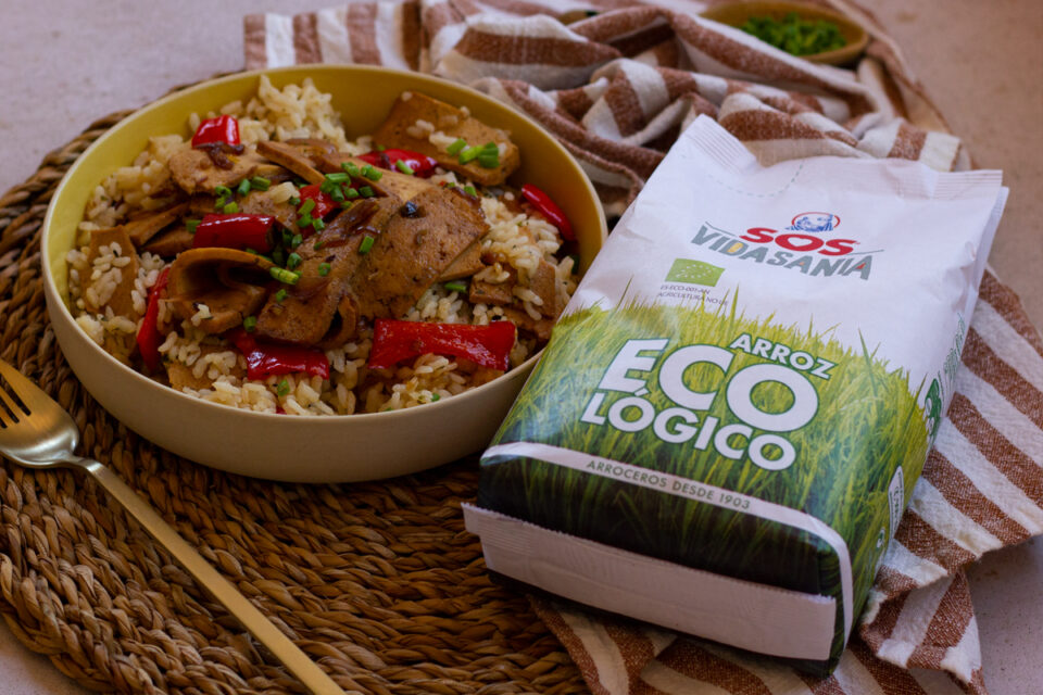 Arroz con tofu al estilo vegano y nutritivo