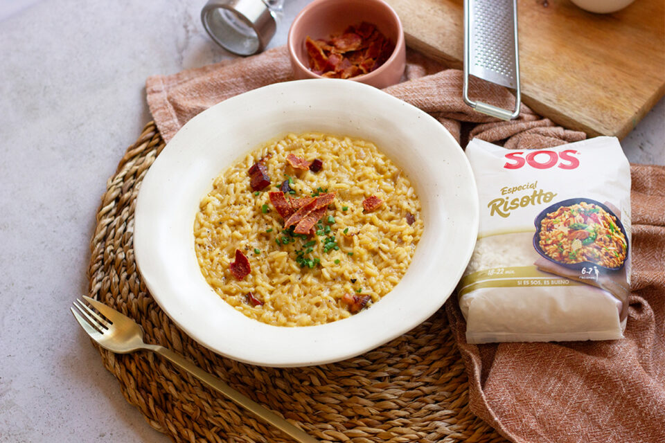 Risotto a la carbonara como en Italia