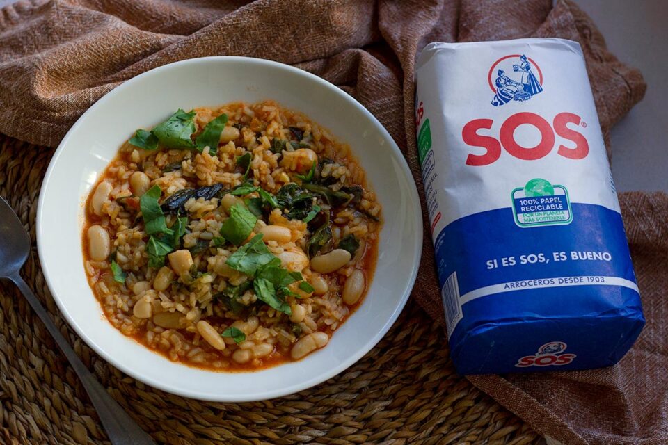 Receta de arroz con acelgas y alubias