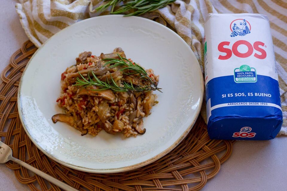Arroz con secreto y setas