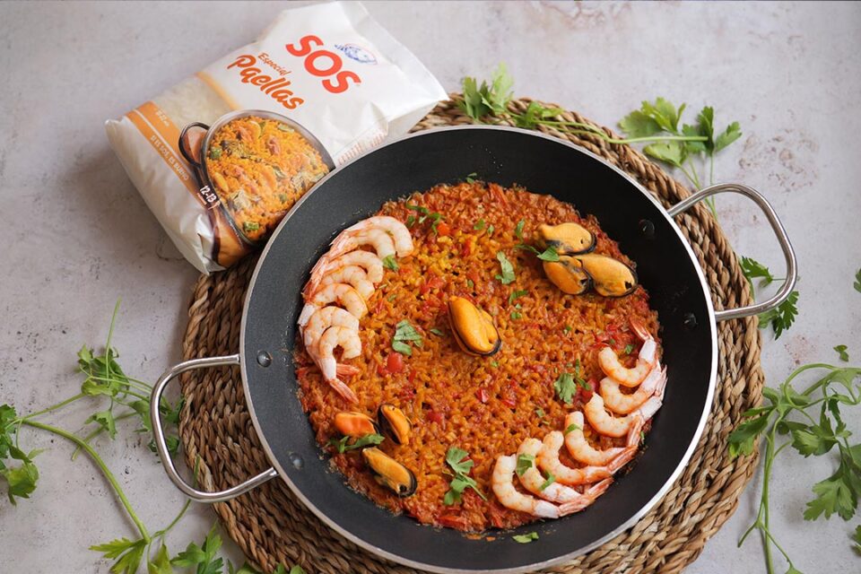 Arroz con gambas y mejillones delicioso