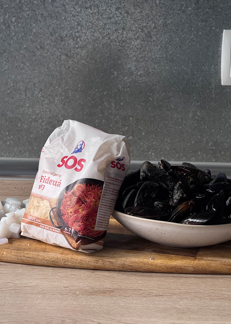 ingredientes para fideuá con mejillones